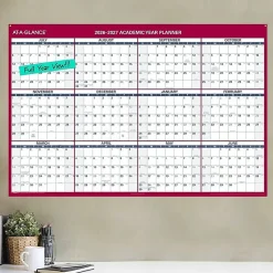 AT-A-GLANCE® Horizontal Reversible Erasable Academic and Regular Year 2026-2027 Wall Calendar, Extra Large, 48
