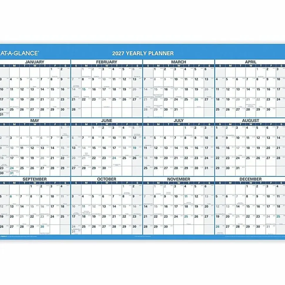 AT-A-GLANCE® Horizontal Reversible Erasable Academic and Regular Year 2026-2027 Wall Calendar, Extra Large, 48" x 32"