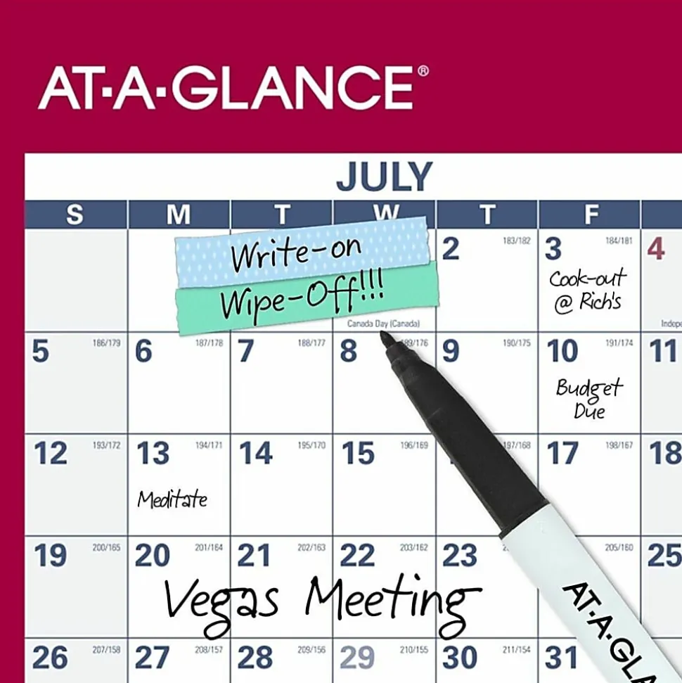 AT-A-GLANCE® Horizontal Reversible Erasable Academic and Regular Year 2026-2027 Wall Calendar, Extra Large, 48" x 32"
