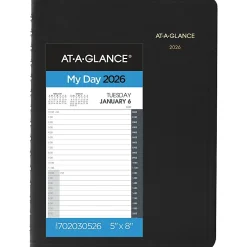 AT-A-GLANCE® 24-Hour 2026 Daily Appointment Book Planner, Black, Small, 5