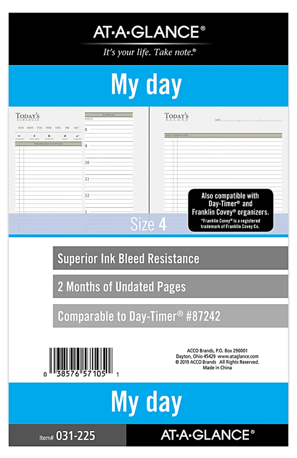 AT-A-GLANCE® 2-Month Daily Planner Calendar Refill, 8-1/2" x 5-1/2", White, Undated, 031-2
