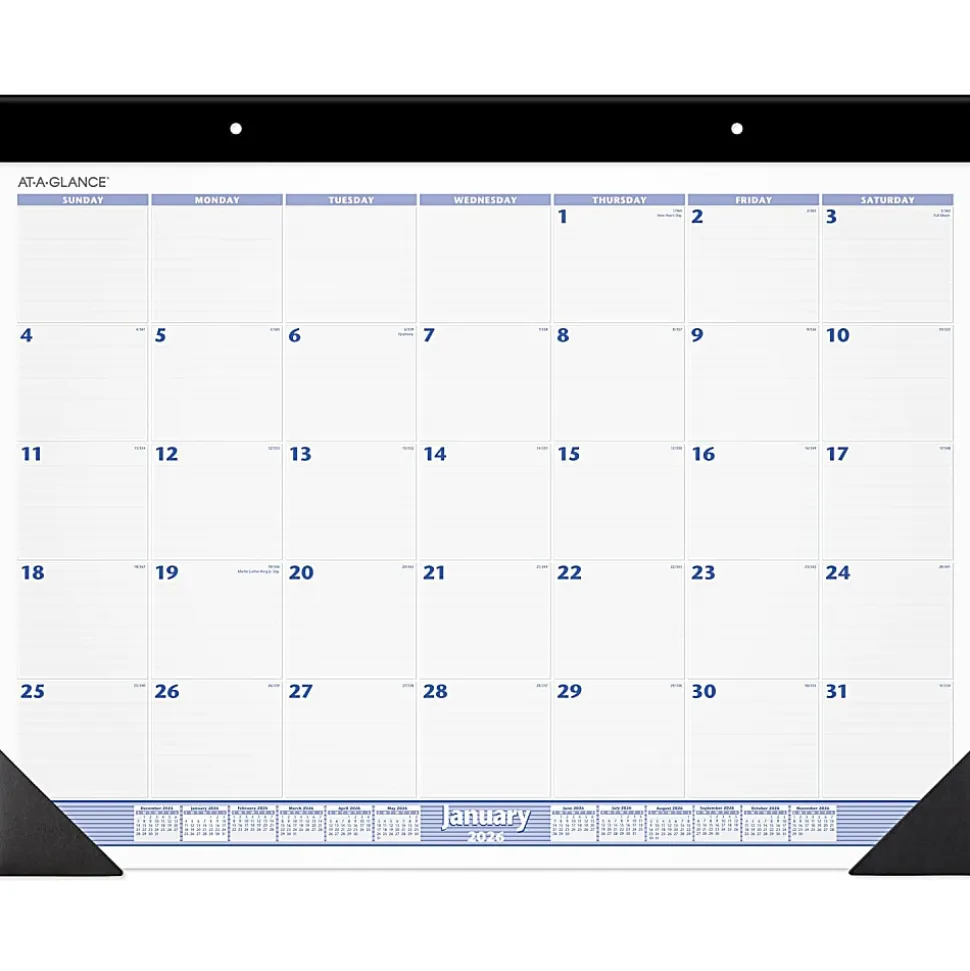 AT-A-GLANCE® 2026 Monthly Desk Pad Calendar, Blue and Gray, Large, 24" x 19"