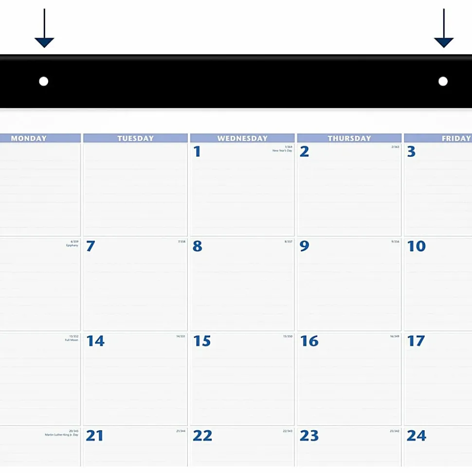 AT-A-GLANCE® 2026 Monthly Desk Pad Calendar, Blue and Gray, Large, 24" x 19"