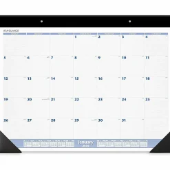 AT-A-GLANCE® 2026 Monthly Desk Pad Calendar, Blue and Gray, Large, 24