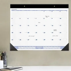 AT-A-GLANCE® 2026 Monthly Desk Pad Calendar, Blue and Gray, Large, 24