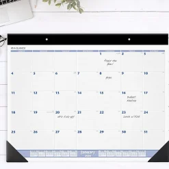 AT-A-GLANCE® 2026 Monthly Desk Pad Calendar, Blue and Gray, Large, 24