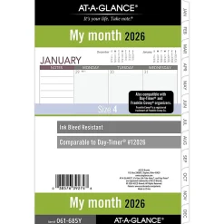 AT-A-GLANCEĀ® 2026 Monthly Planner Refill, Loose-Leaf, Desk Size, 5 1/2" x 8 1/2", 061685Y26