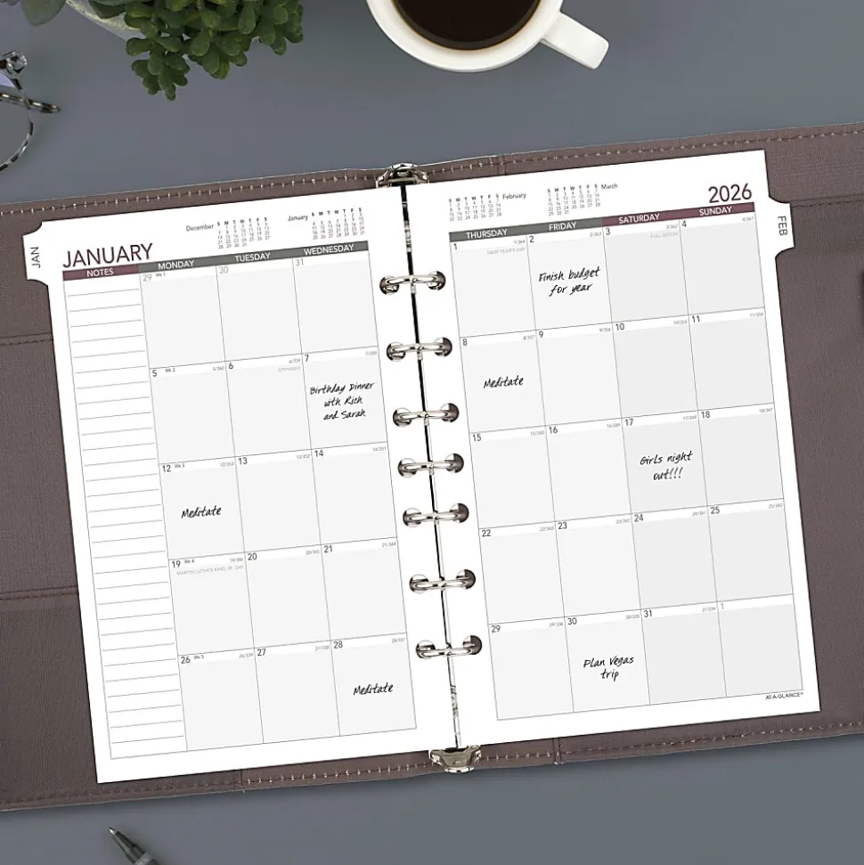 AT-A-GLANCE® 2026 Monthly Planner Refill, Loose-Leaf, Desk Size, 5 1/2" x 8 1/2", 061685Y26