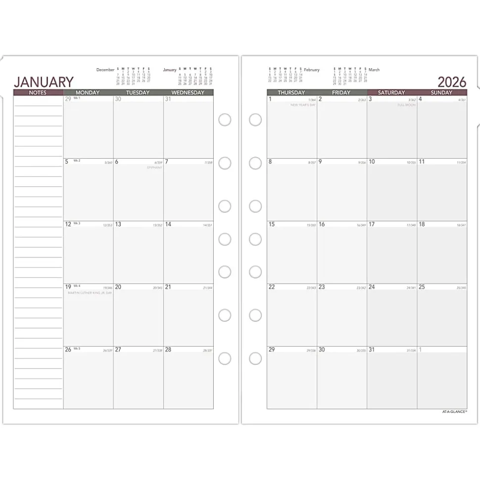 AT-A-GLANCE® 2026 Monthly Planner Refill, Loose-Leaf, Desk Size, 5 1/2" x 8 1/2", 061685Y26