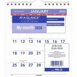 AT-A-GLANCE® 2026 Monthly Wall Calendar, Mini, 6 1/2
