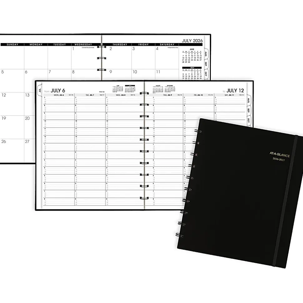 AT-A-GLANCE® Move-A-Page Academic 2026-2027 Weekly Monthly Appointment Book Planner, Black, Large, 9" x 11"