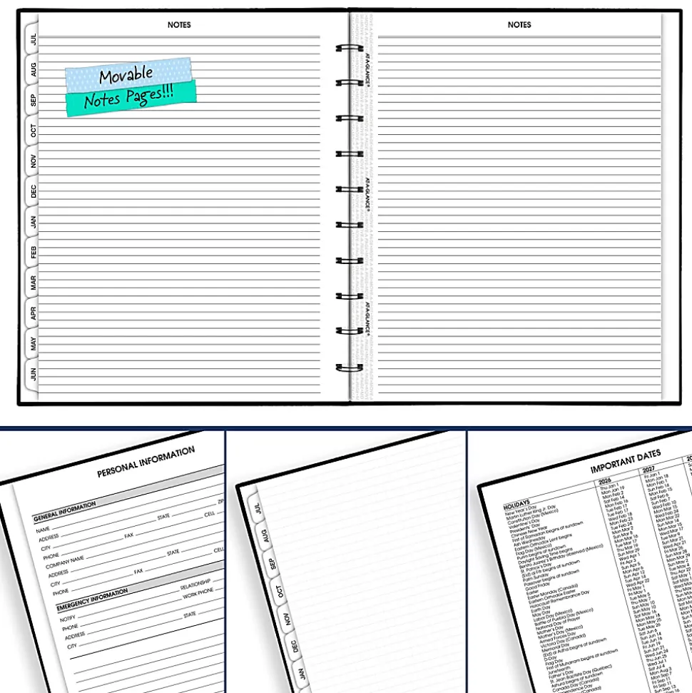 AT-A-GLANCE® Move-A-Page Academic 2026-2027 Weekly Monthly Appointment Book Planner, Black, Large, 9" x 11"