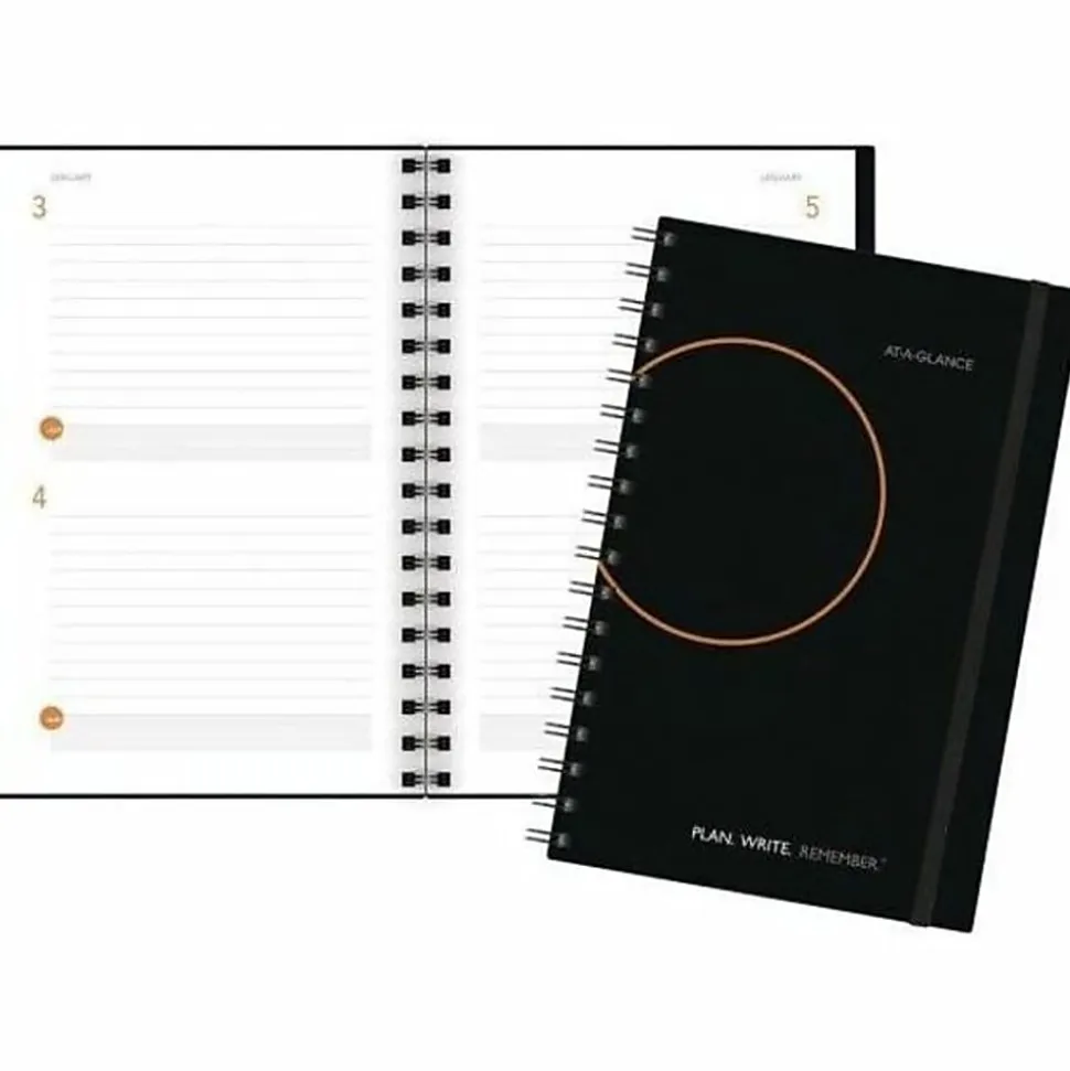 AT-A-GLANCE Plan. Write. Remember. Two Days Per Page Planning Notebook, Undated, 6" x 9", Black
