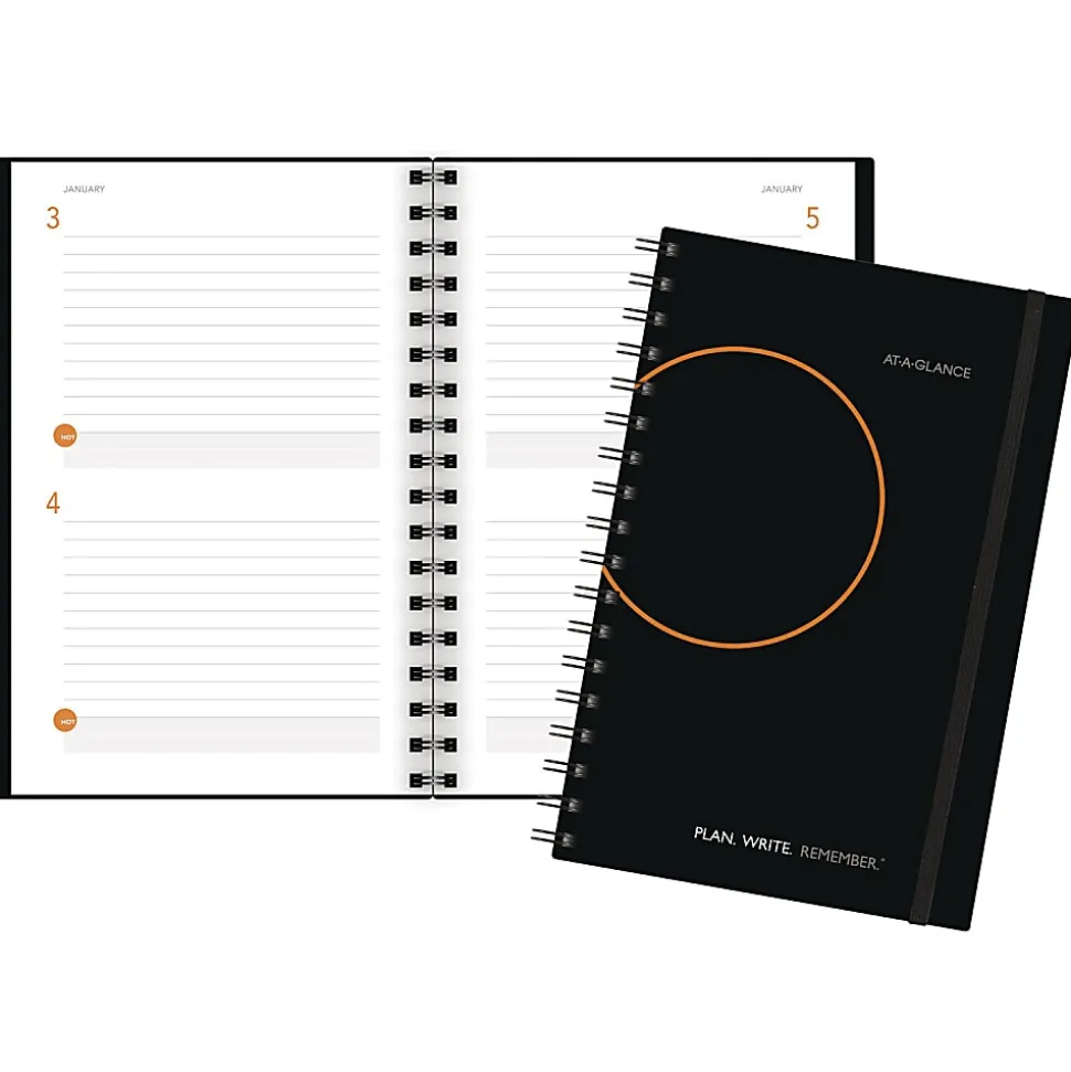 AT-A-GLANCE Plan. Write. Remember. Two Days Per Page Planning Notebook, Undated, 6" x 9", Black