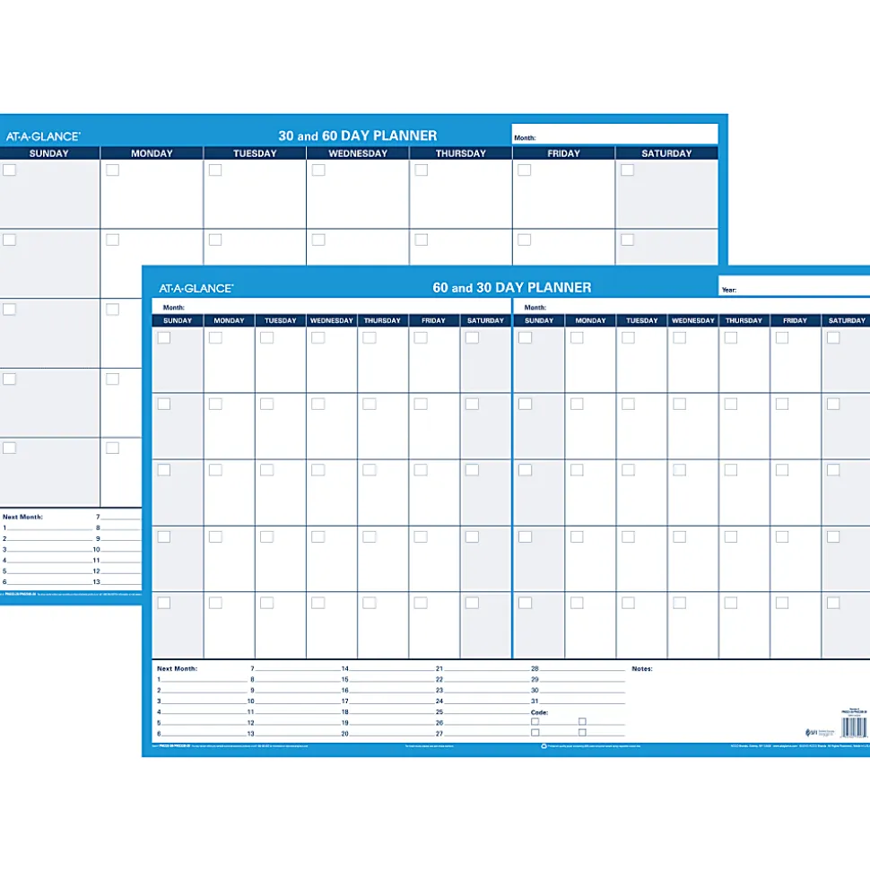 AT-A-GLANCE® 30% Recycled Undated Erasable/Reversible Wall Planner, 30/60 Day, 36" x 24", PM23328