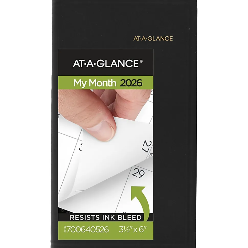 AT-A-GLANCE® 2026 Refillable Monthly Planner, Black, Pocket, 3 1/2" x 6"