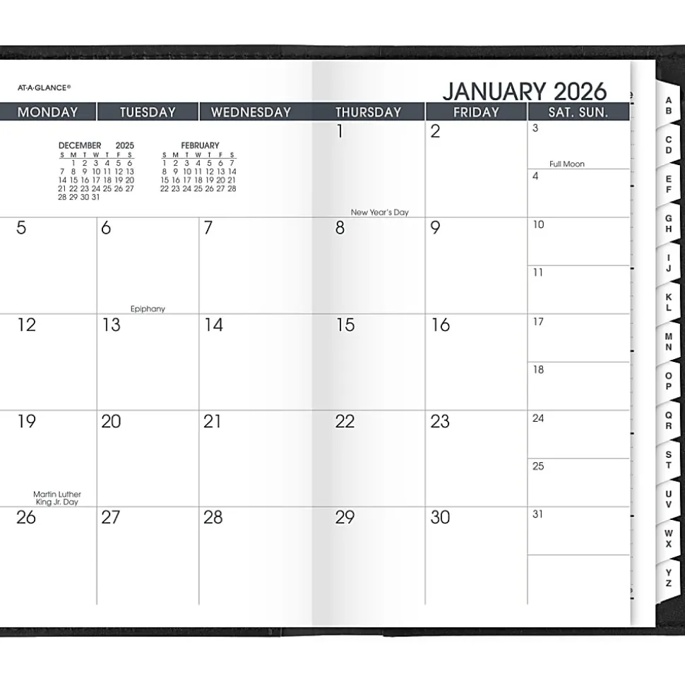 AT-A-GLANCE® 2026 Refillable Monthly Planner, Black, Pocket, 3 1/2" x 6"