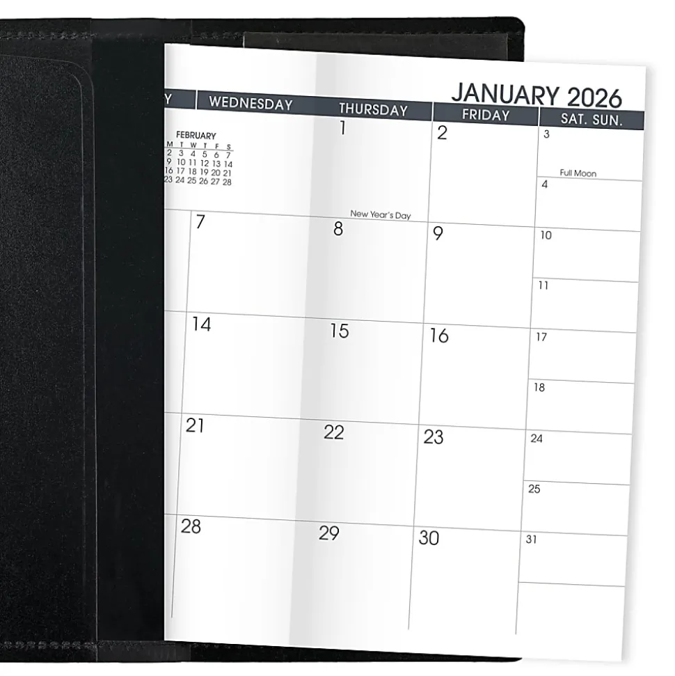 AT-A-GLANCE® 2026 Refillable Monthly Planner, Black, Pocket, 3 1/2" x 6"