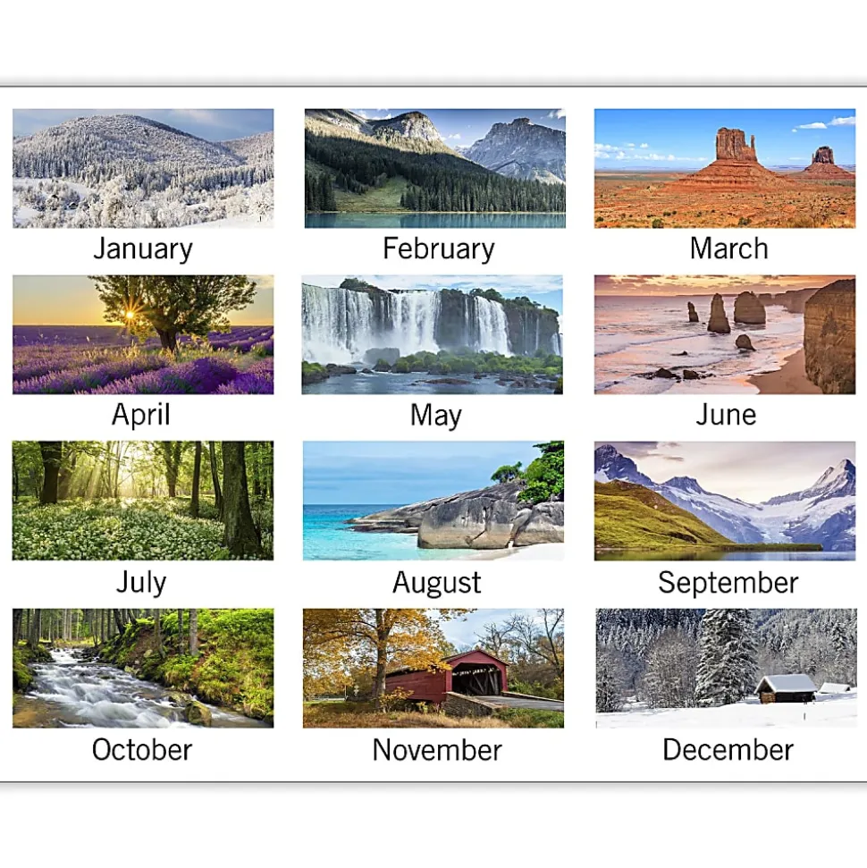 AT-A-GLANCE® 2026 Scenic Three Month Wall Calendar, Large, 12" x 27"