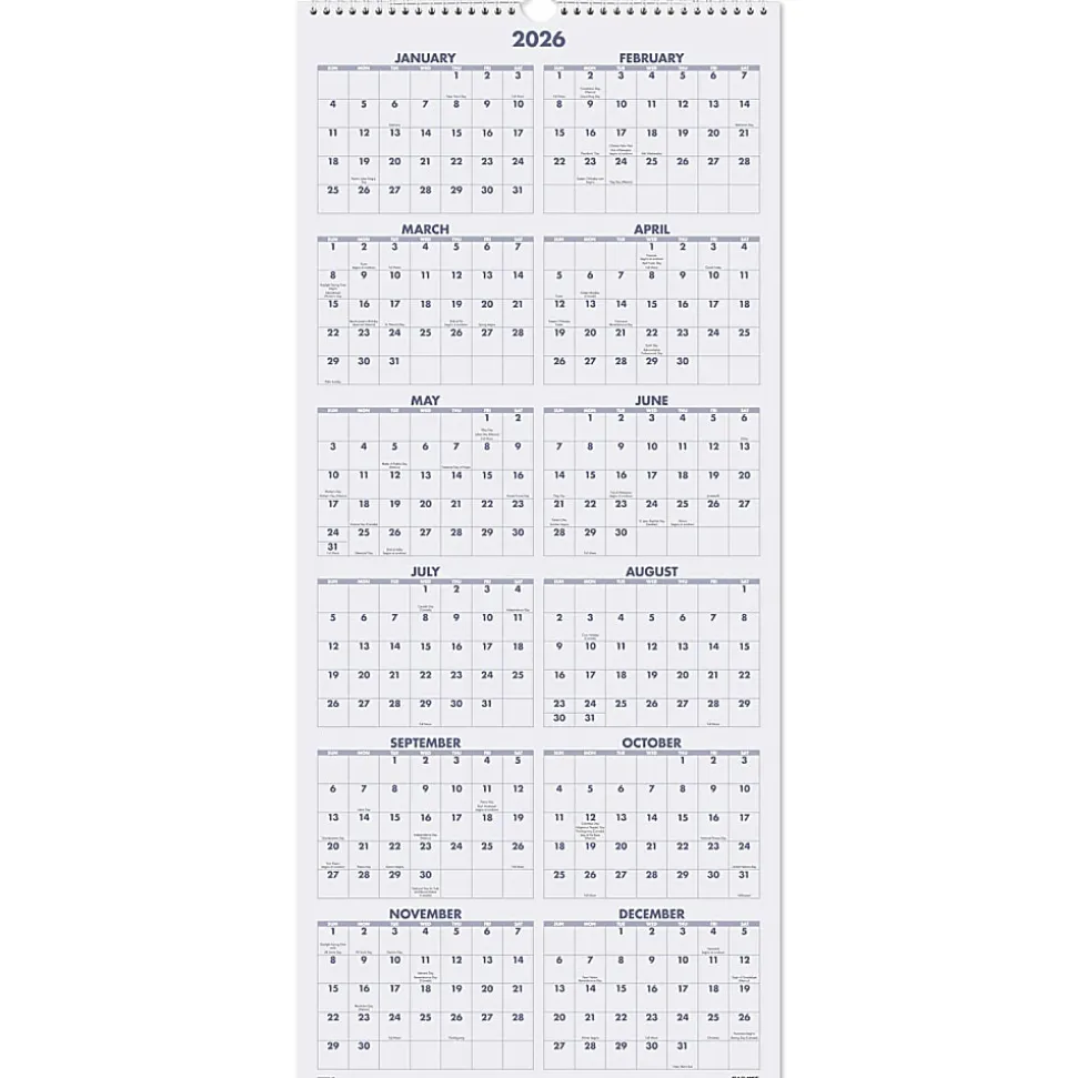 AT-A-GLANCE® 2026 Scenic Three Month Wall Calendar, Large, 12" x 27"