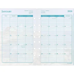 AT-A-GLANCE® 2026 Seascapes Daily Monthly Planner Two Page Per Day Refill, Loose-Leaf, Desk Size, 5 1/2