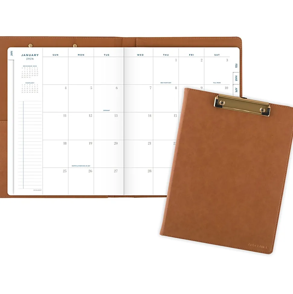 AT-A-GLANCE® Signature Collection Clipboard with 2026 Monthly Planner, Brown, Large, 8" x 11"