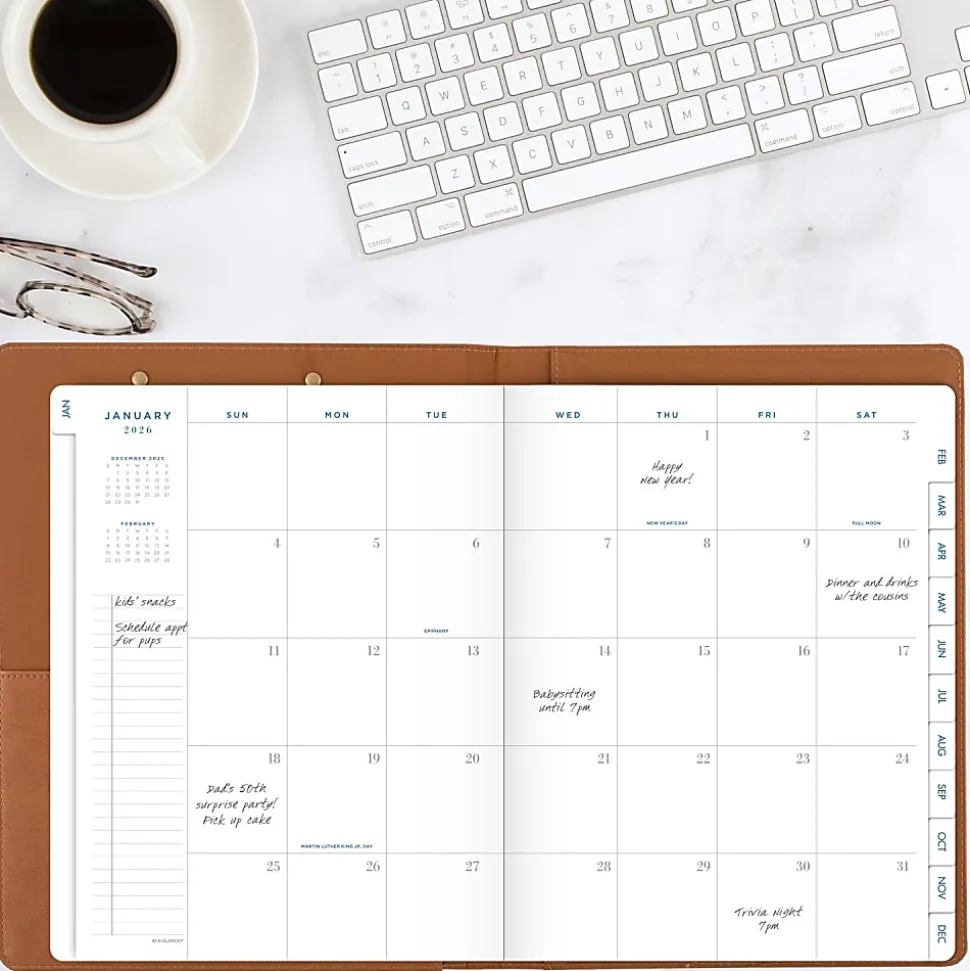 AT-A-GLANCE® Signature Collection Clipboard with 2026 Monthly Planner, Brown, Large, 8" x 11"