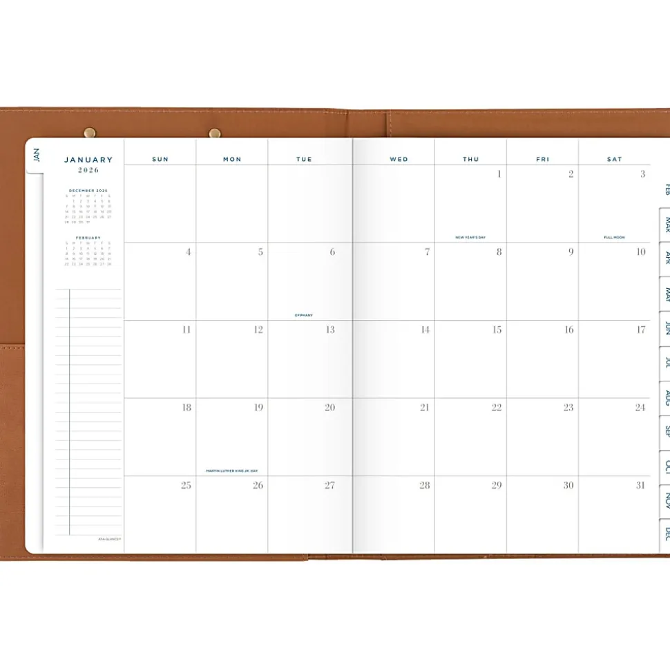 AT-A-GLANCE® Signature Collection Clipboard with 2026 Monthly Planner, Brown, Large, 8" x 11"