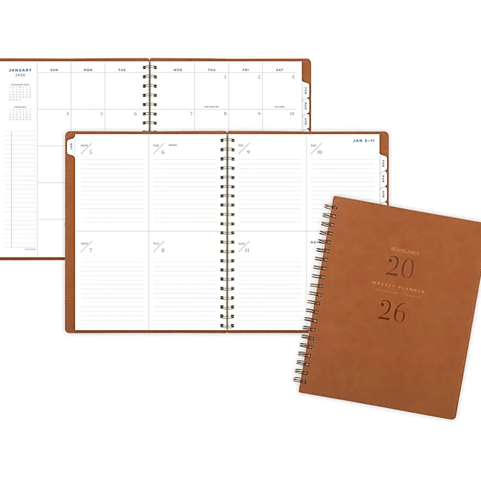 AT-A-GLANCE® Signature Collection 2026 Weekly Monthly Planner, Brown, Large, 8 1/2" x 11"