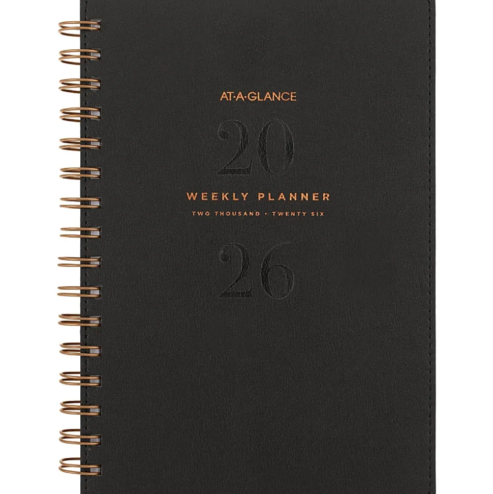 AT-A-GLANCE® Signature Collection 2026 Weekly Monthly Planner, Black, Small, 5 1/2" x 8 1/2"