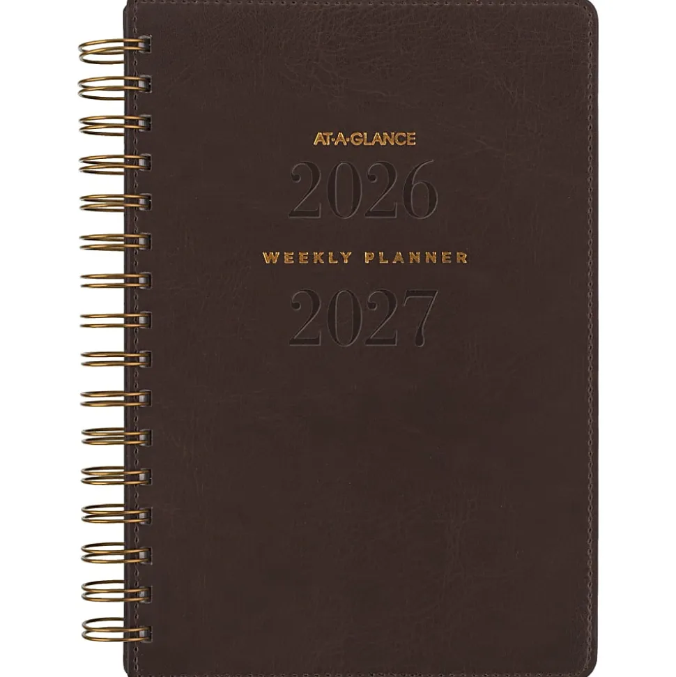 AT-A-GLANCE® Signature Collection Academic 2026-2027 Weekly Monthly Planner, Brown, Small, 5" x 8"