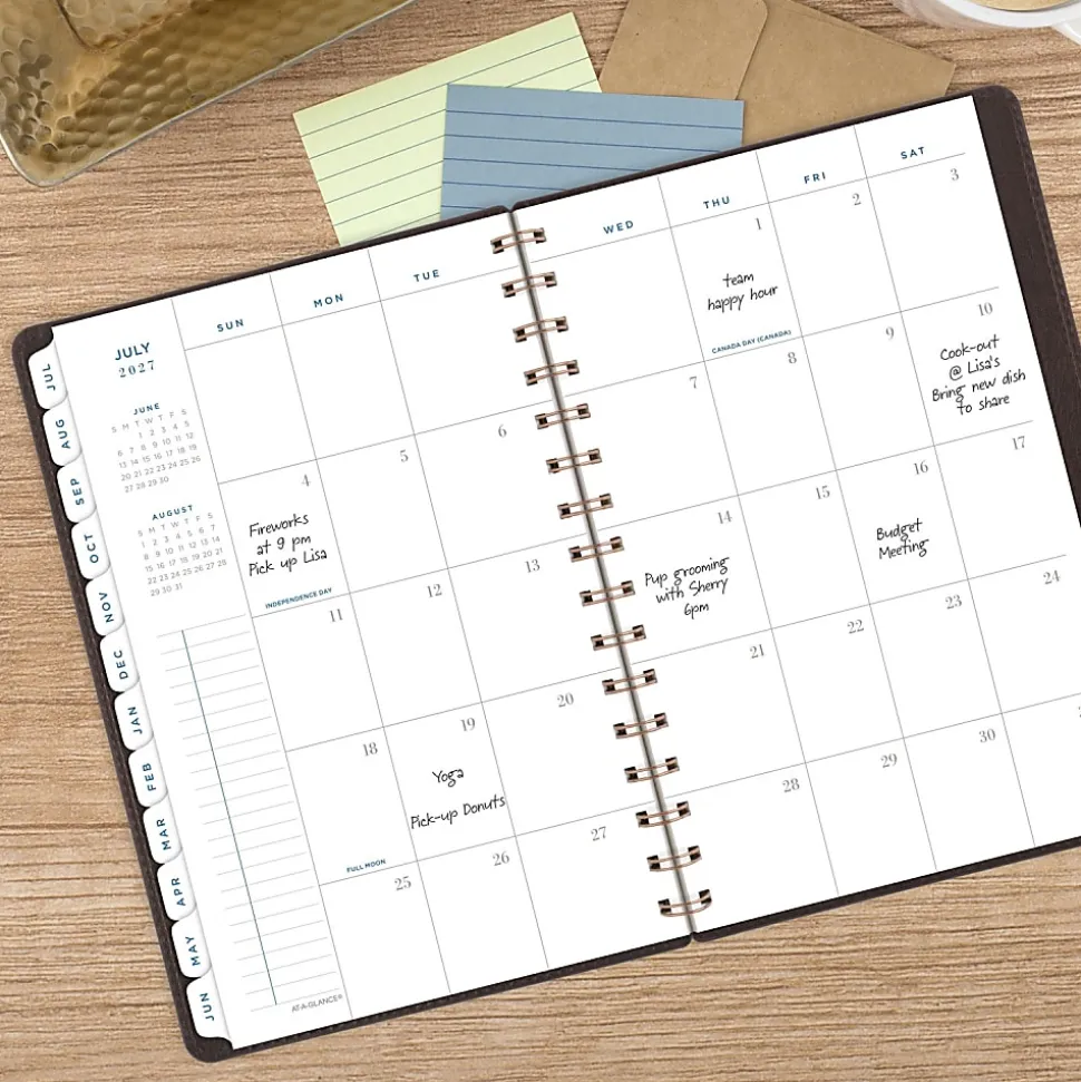 AT-A-GLANCE® Signature Collection Academic 2026-2027 Weekly Monthly Planner, Brown, Small, 5" x 8"