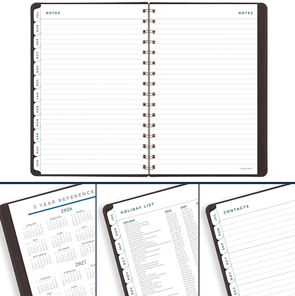 AT-A-GLANCE® Signature Collection Academic 2026-2027 Weekly Monthly Planner, Brown, Small, 5" x 8"