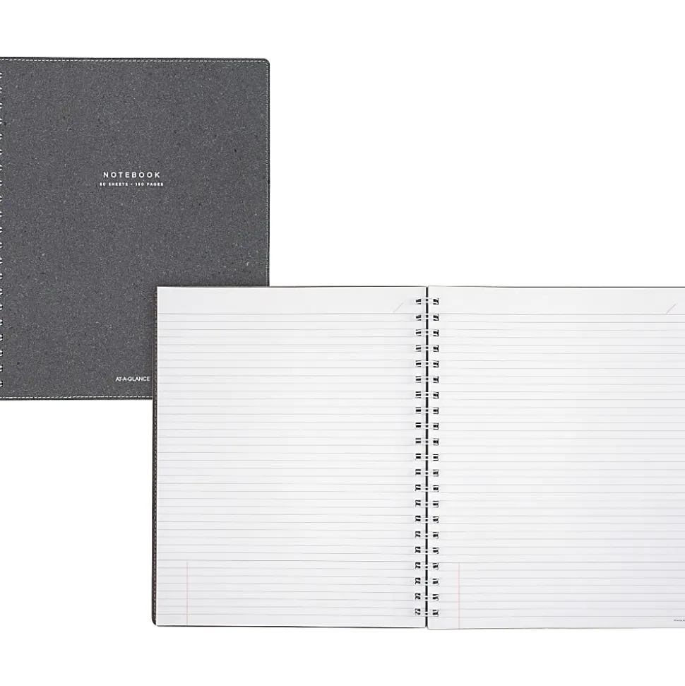AT-A-GLANCE® Signature Collection™ Twin-Wire Notebook, 8 3/4" x 11", Legal Ruled, 80 Sheets, Heather Gray (YP14545)