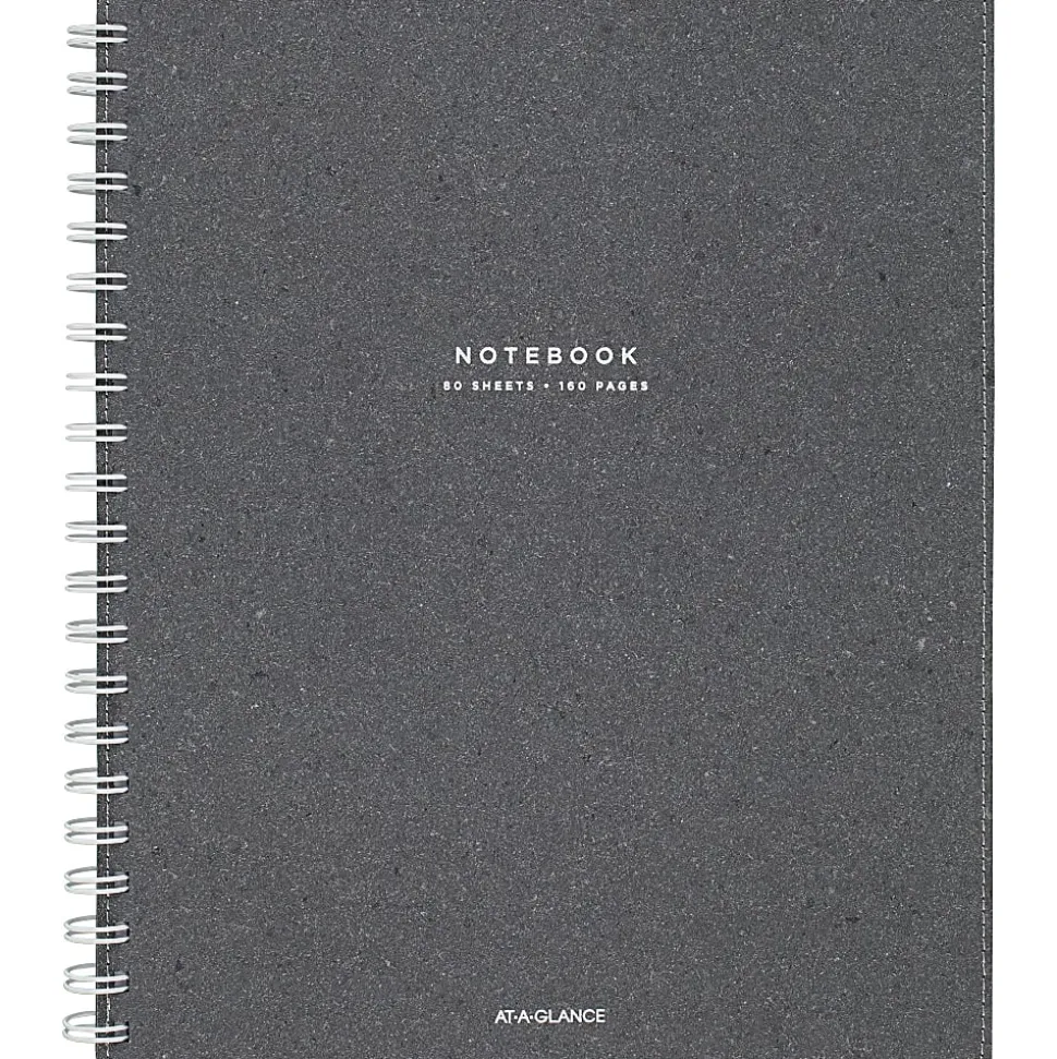 AT-A-GLANCE® Signature Collection™ Twin-Wire Notebook, 8 3/4" x 11", Legal Ruled, 80 Sheets, Heather Gray (YP14545)