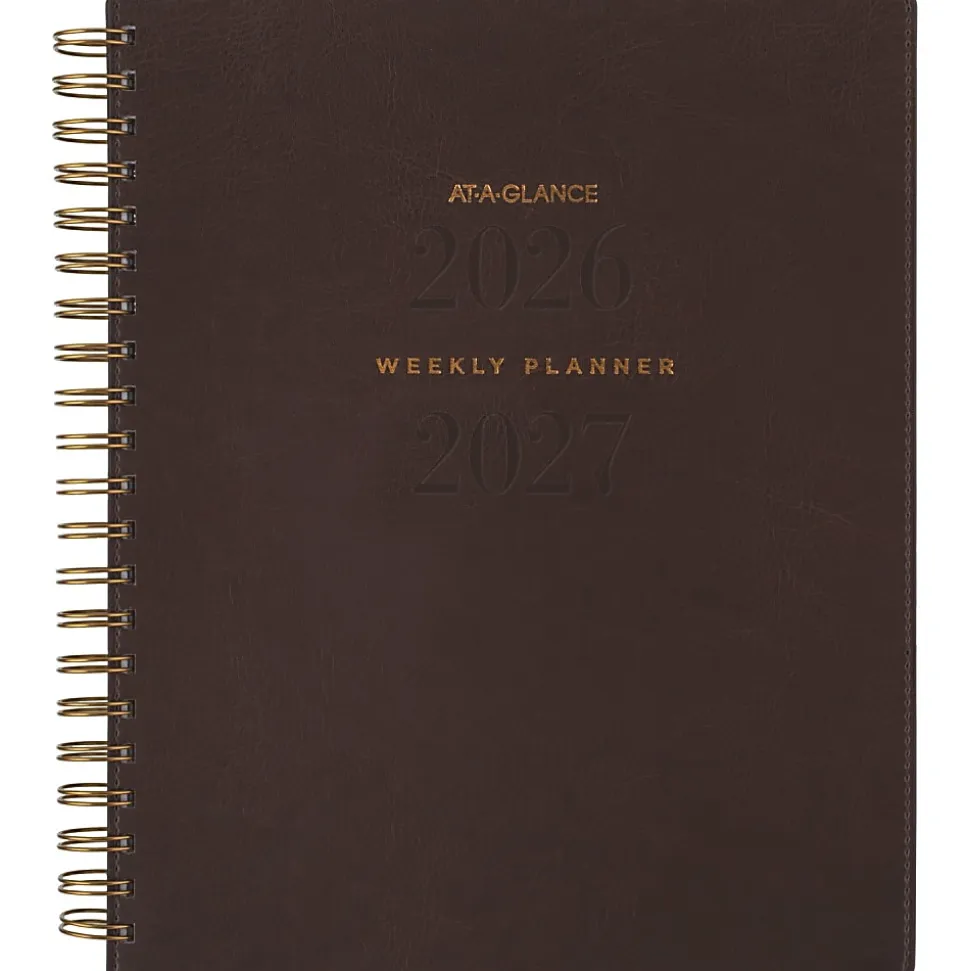 AT-A-GLANCE® Signature Collection Academic 2026-2027 Weekly Monthly Planner, Brown, Large, 8 1/2" x 11"