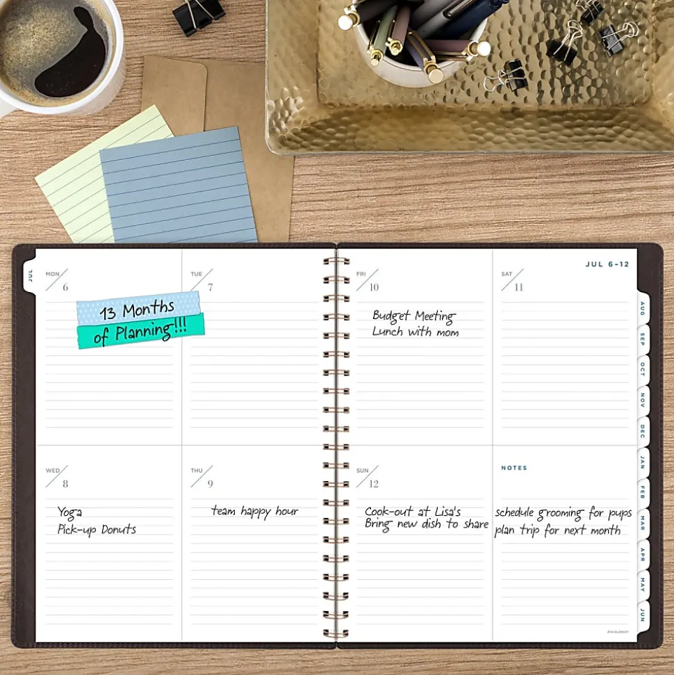 AT-A-GLANCE® Signature Collection Academic 2026-2027 Weekly Monthly Planner, Brown, Large, 8 1/2" x 11"