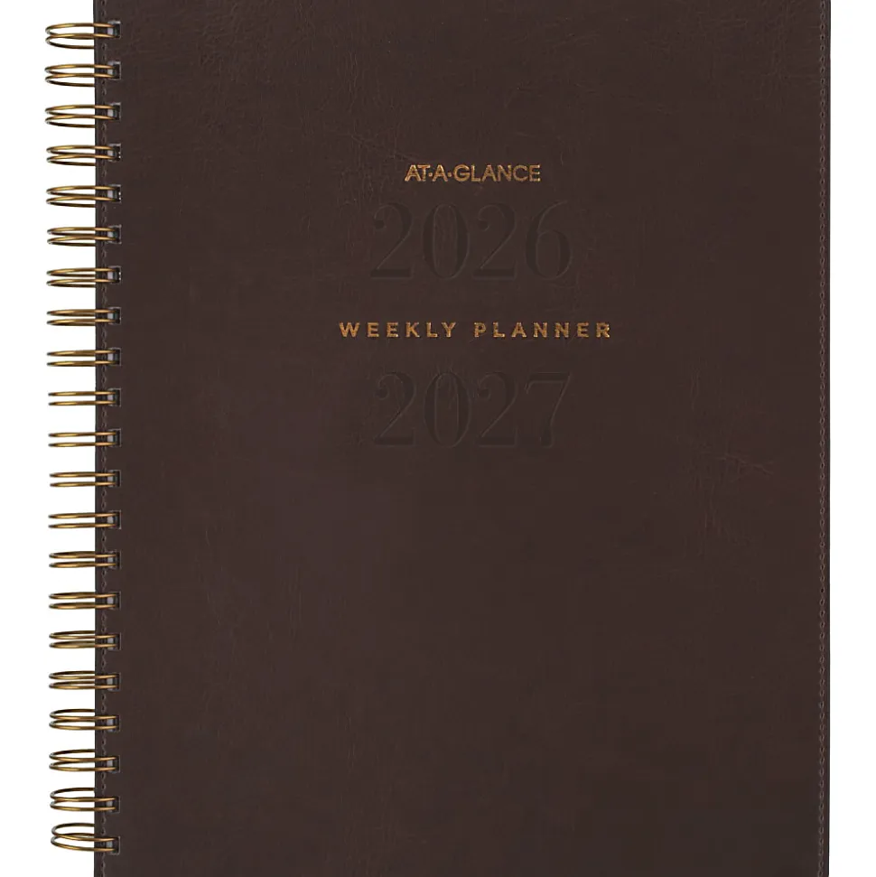 AT-A-GLANCE® Signature Collection Academic 2026-2027 Weekly Monthly Planner, Brown, Large, 8 1/2" x 11"