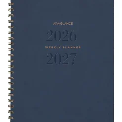 AT-A-GLANCE® Signature Collection Academic 2026-2027 Weekly Monthly Planner, Navy, Large, 8 1/2