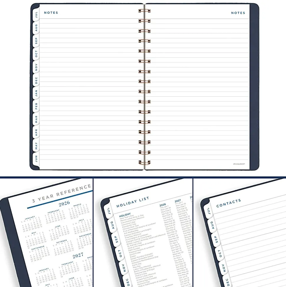AT-A-GLANCE® Signature Collection Academic 2026-2027 Weekly Monthly Planner, Navy, Small, 5" x 8"