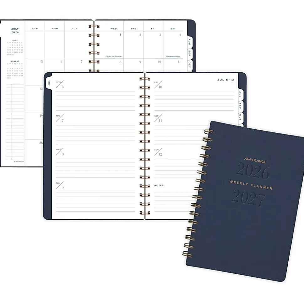 AT-A-GLANCE® Signature Collection Academic 2026-2027 Weekly Monthly Planner, Navy, Small, 5" x 8"