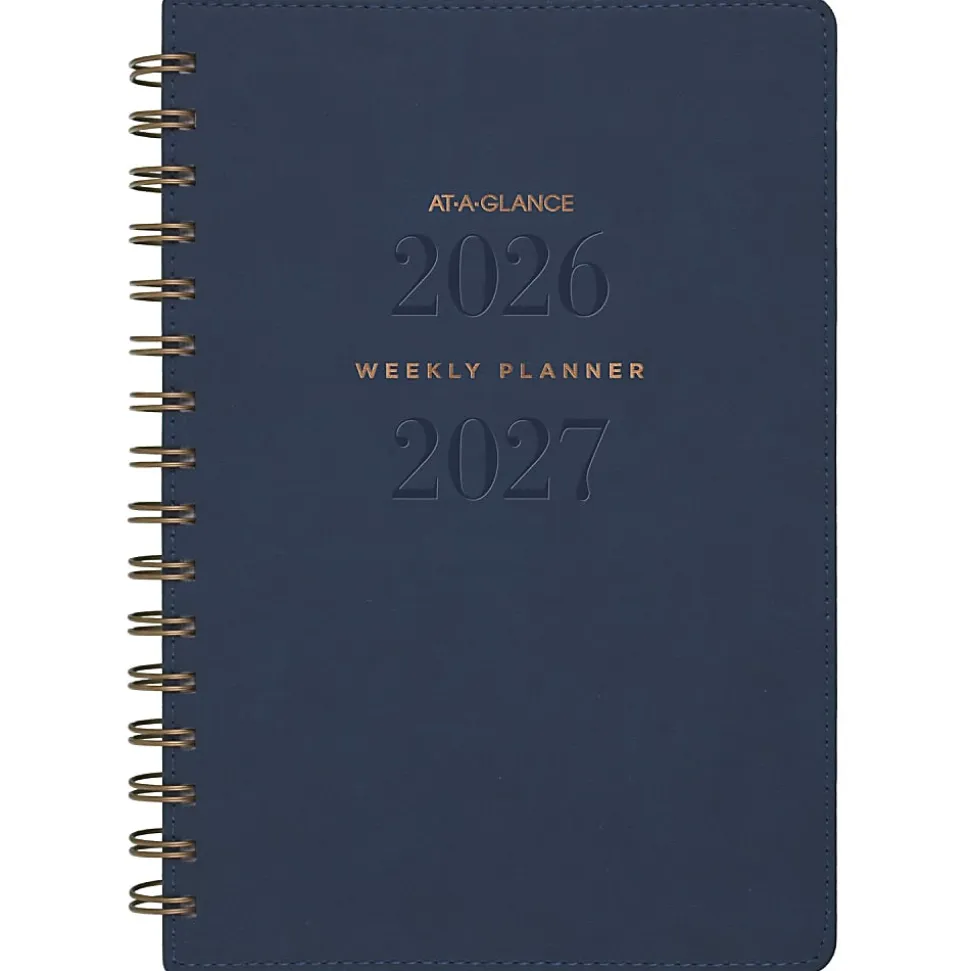 AT-A-GLANCE® Signature Collection Academic 2026-2027 Weekly Monthly Planner, Navy, Small, 5" x 8"