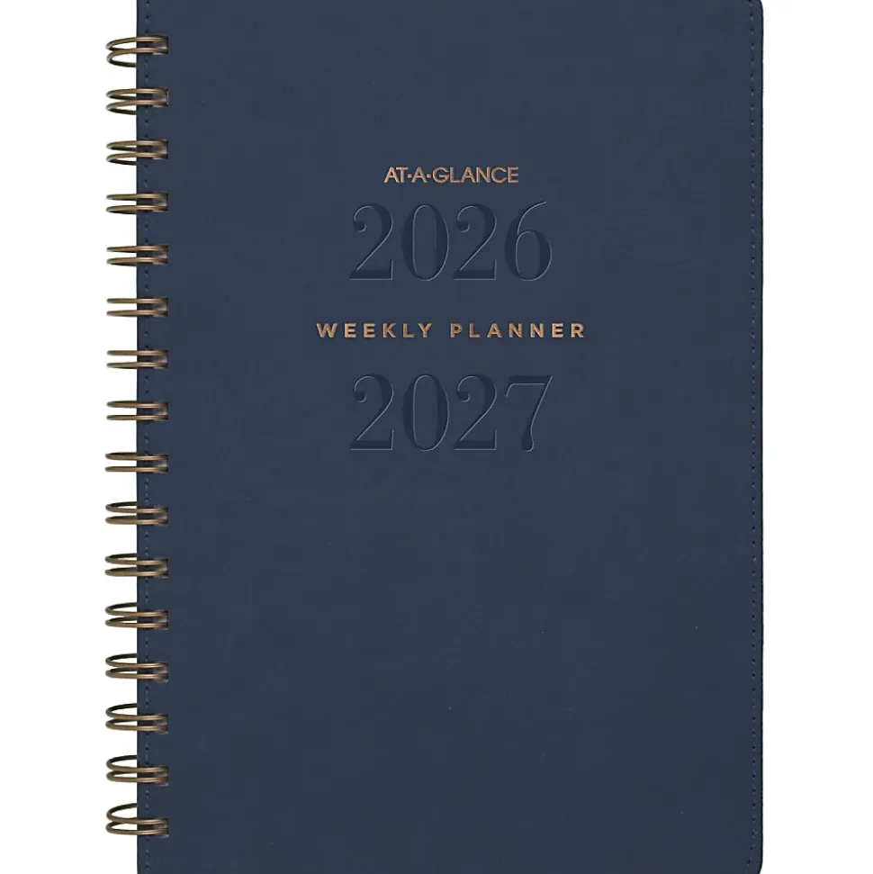 AT-A-GLANCE® Signature Collection Academic 2026-2027 Weekly Monthly Planner, Navy, Small, 5" x 8"