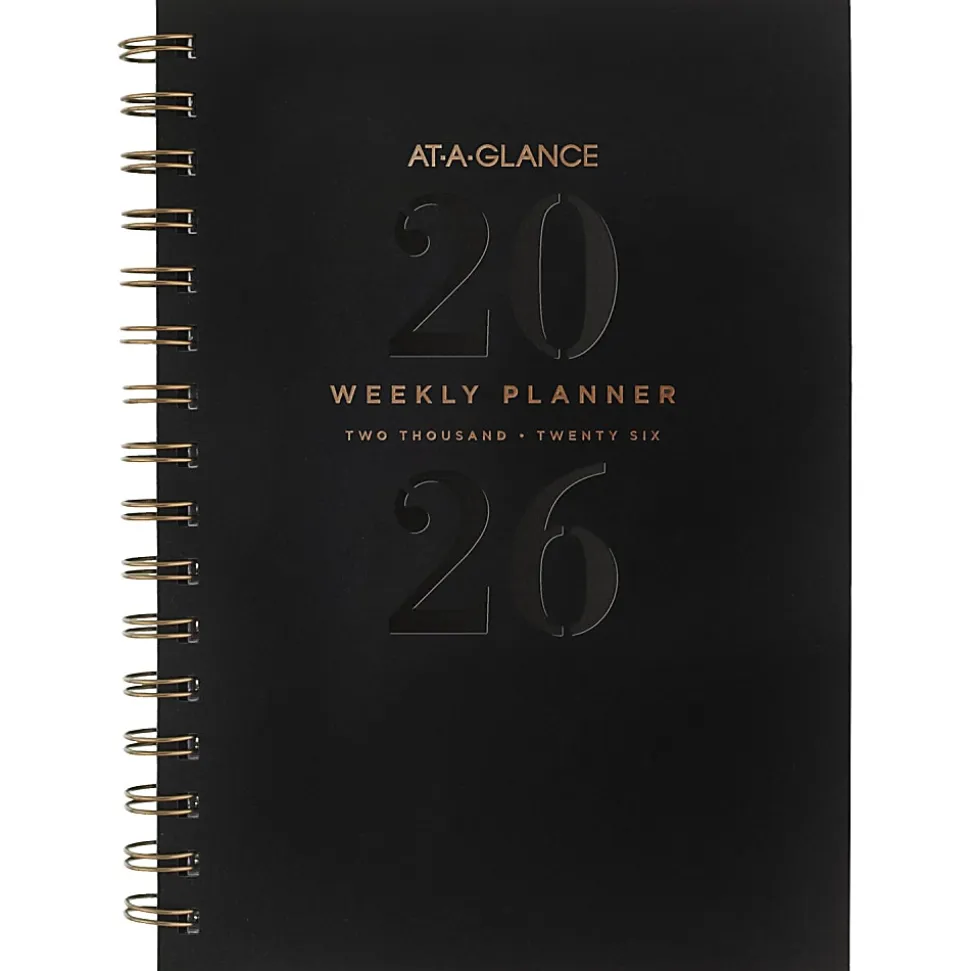 AT-A-GLANCE® Signature Lite 2026 Weekly Monthly Planner, Black, Small, 5 1/2" x 8 1/2"
