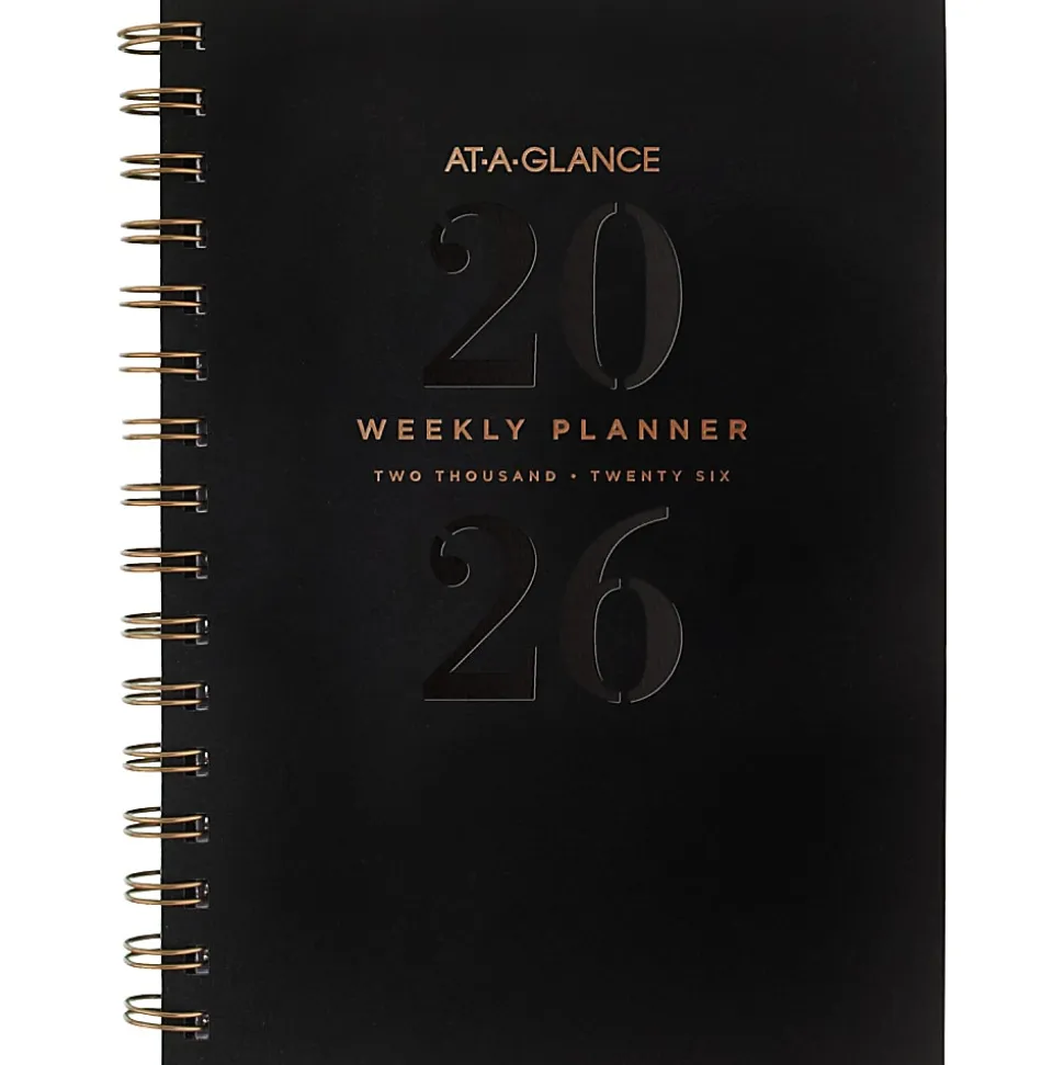 AT-A-GLANCE® Signature Lite 2026 Weekly Monthly Planner, Black, Small, 5 1/2" x 8 1/2"