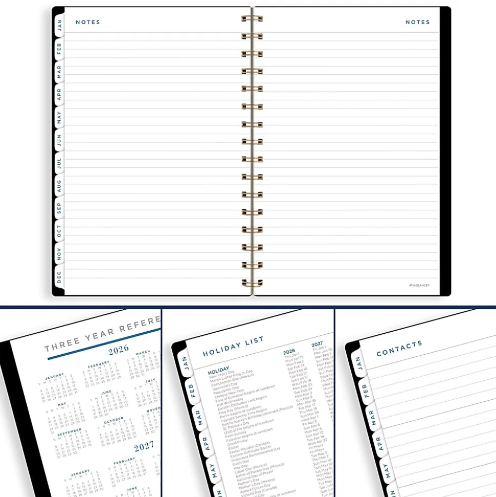 AT-A-GLANCE® Signature Lite 2026 Weekly Monthly Planner, Black, Small, 5 1/2" x 8 1/2"