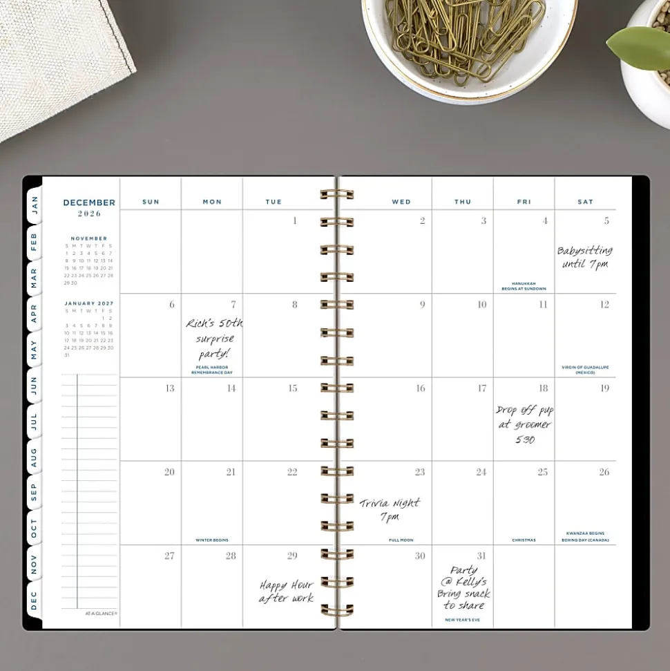 AT-A-GLANCE® Signature Lite 2026 Weekly Monthly Planner, Black, Small, 5 1/2" x 8 1/2"