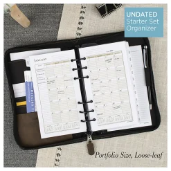 AT-A-GLANCE® Simulated Leather Starter Set With Daily/Weekly Planning Pages, Distressed Brown