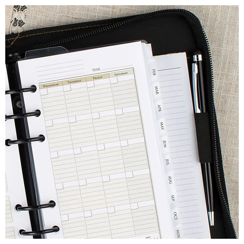 AT-A-GLANCE® Simulated Leather Starter Set With Daily/Weekly Planning Pages, Distressed Brown