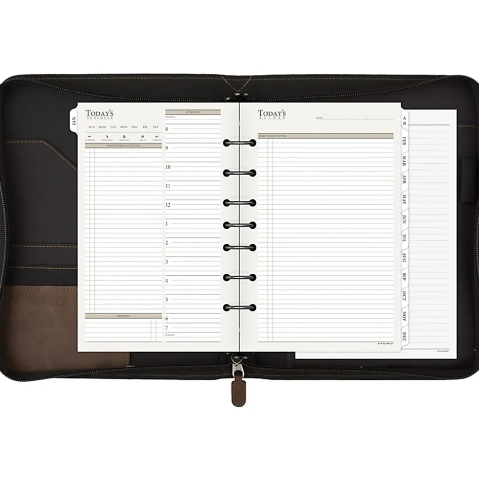 At-A-Glance® Simulated Leather Appointment Planner Starter Set, 8-1/2" x 5-1/2", Distressed Brown, Undated